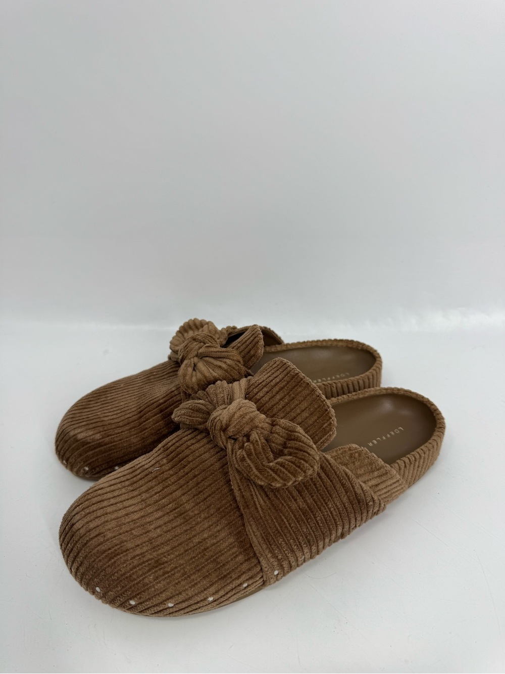 LOEFFLER RANDALL Bree Studded Clog Corduroy Mushroom Brown Slip On Size 8 - Picture 3 of 9